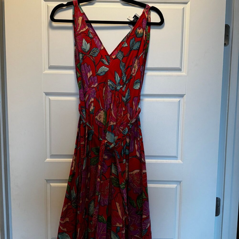 & Other Stories Women's Red Floral Midi Dress